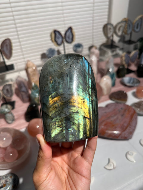 Stripy Teal Blue Labradorite Freeform - 75