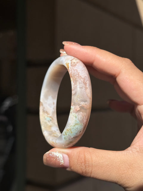Pastel Flower Agate Bangle - 56mm