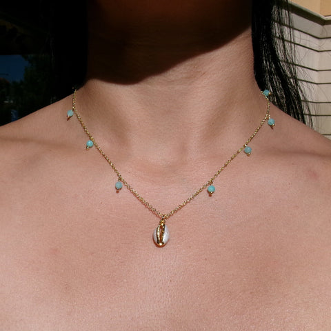 Amazonite x Seashell Charm Necklace