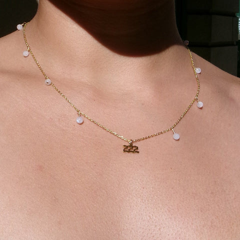 Angel Number 222 x Moonstone Charm Necklace