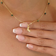 Apatite x Mini Moon Charm Necklace