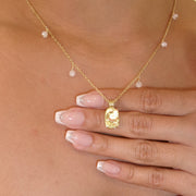 Moonstone x Moon Plate Charm Necklace