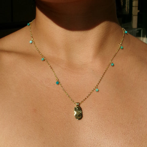 Amazonite x Sun Plate Charm Necklace