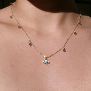 Smoky Quartz x Evil Eye Charm Necklace