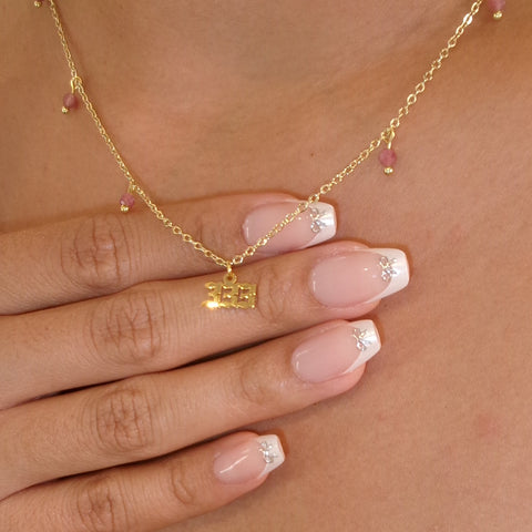 Angel Number 333 x Pink Tourmaline Charm Necklace