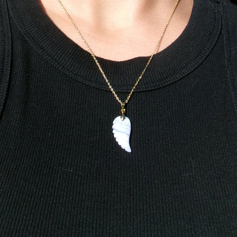 Blue Lace Agate Wing Pendant