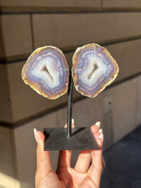 Jelly Purple/Blue Agate Geode on Stand - 59