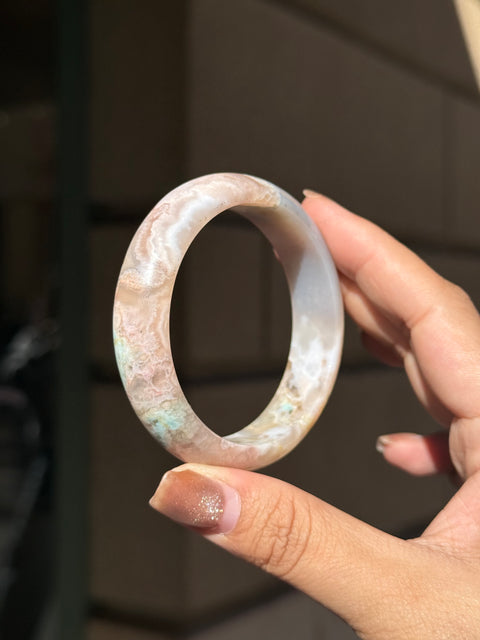 Pastel Flower Agate Bangle - 56mm