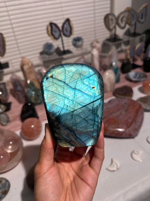 Electric Teal Blue Labradorite Freeform - 79
