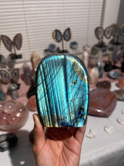 Stripy Teal Blue Labradorite Freeform - 75