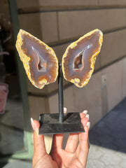 Moody Agate Wings on Stand - 66