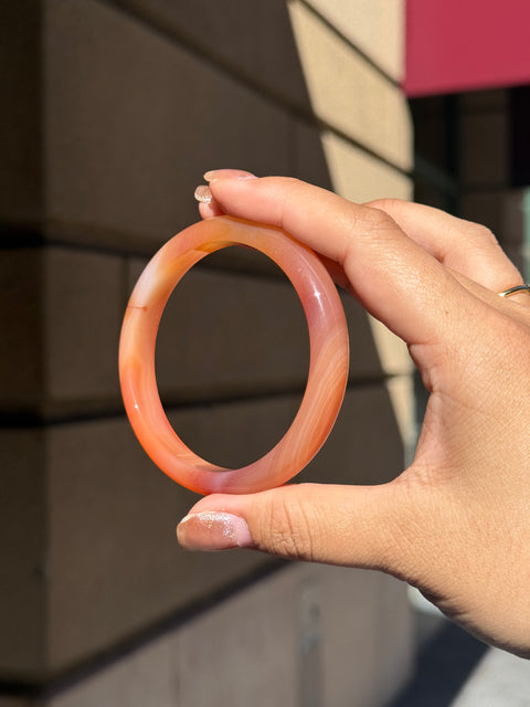 Peachy Red Carnelian Bangle (C) - 60mm