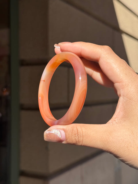 Peachy Red Carnelian Bangle (C) - 60mm