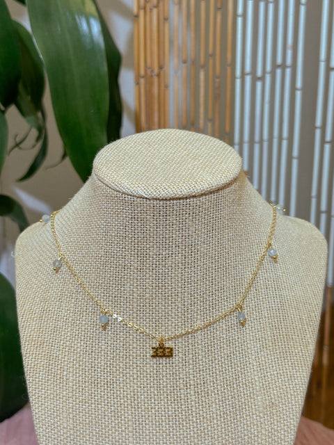 Aquamarine 333 Angel Number Charm Necklace