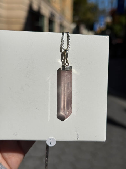 Rose Quartz Pendant 925 Sterling Silver