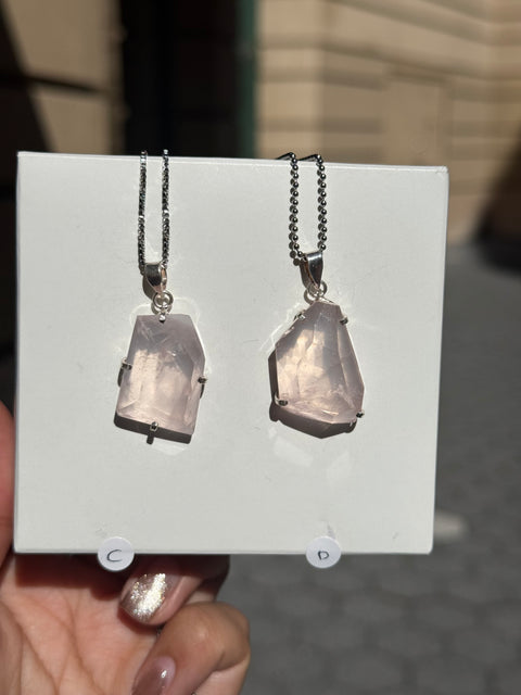 Rose Quartz Freeform Gem Pendant (you pick)