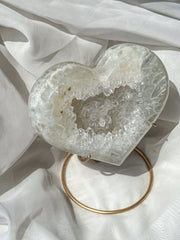 Druzy Quartz and Agate Heart on Stand - (B)
