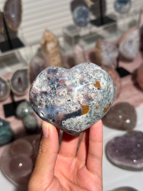 Blue Speckled Sea Jasper Heart - 26