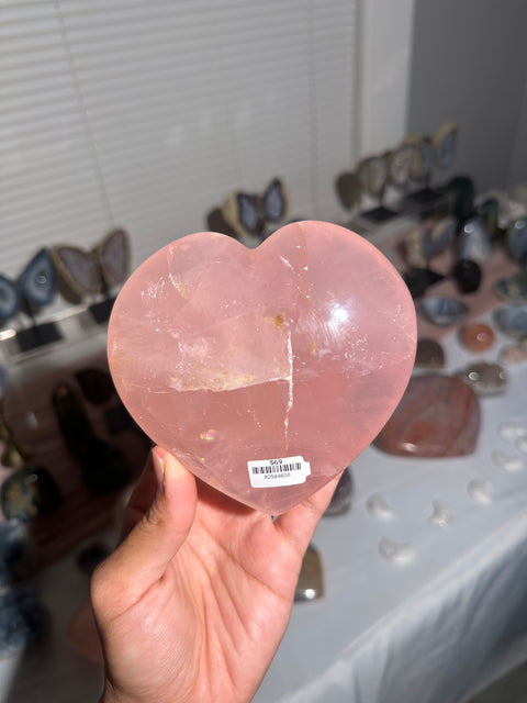 1.4 lbs Dark Pink Rose Quartz Heart w/ Asterism - 69