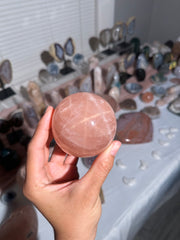 Peachy Pink Star Rose Quartz Sphere - 34