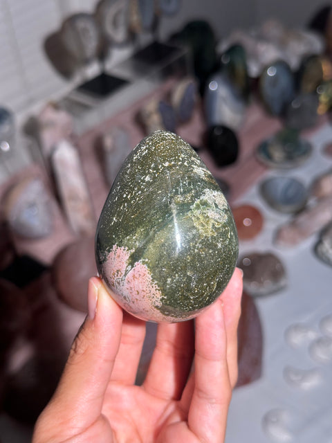 Pink and Green Sea Jasper Egg - 27