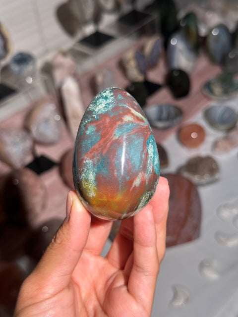 Colorful Rainbow Sea Jasper Egg - 26b