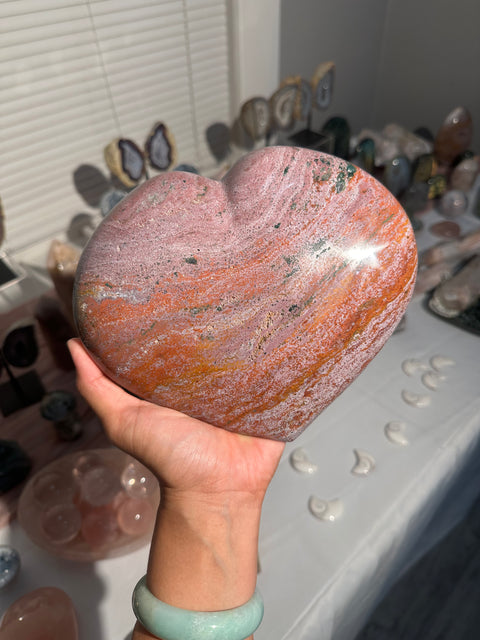 5lb Strawberry Mauve XL Sea Jasper Heart - 222