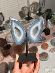 Heavenly Blue Agate Fairy Wings on Stand - 77