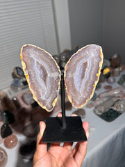 Druzy Agate Fairy Wings on Stand - 89