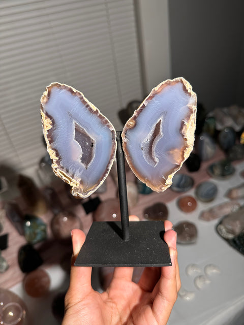 Jelly Blue Agate Fairy Wings on Stand - 57