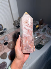 Pink Amethyst x Flower Agate Tower - 122