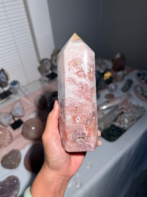 Pink Amethyst x Flower Agate Tower - 122