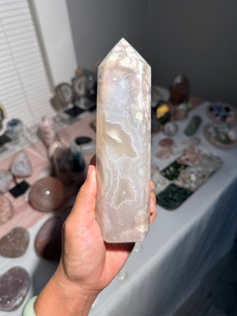 Pastel Jelly Flower Agate Tower - 75