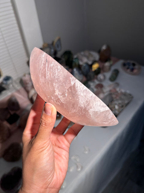 Ultra Gemmy Rose Quartz Bowl - 66
