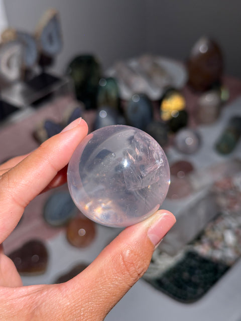 Gemmy Star Rose Quartz Sphere - 45