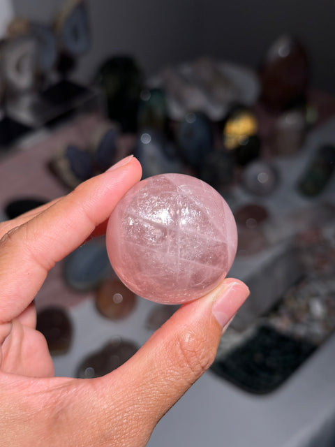 Shimmery Rose Quartz Sphere - 19
