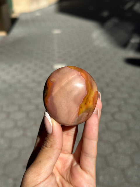 Orange and Mauve Pink Polychrome Jasper Palm - 13b