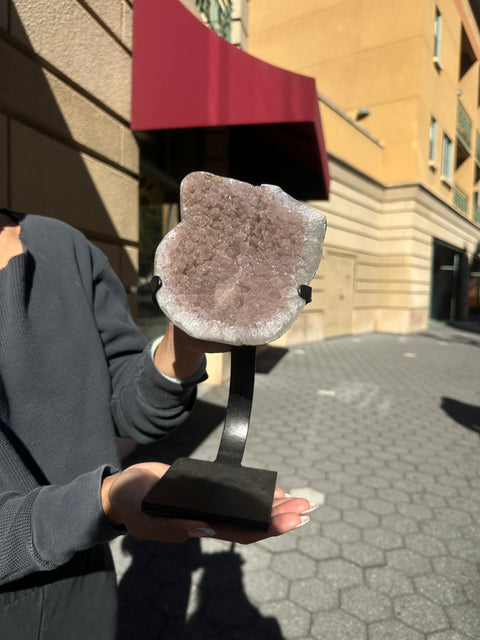 Lilac Druzy Rainbow Amethyst on Custom Stand - 290