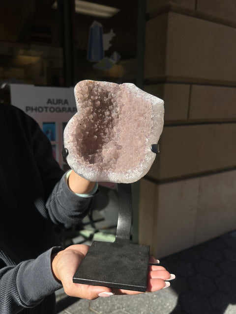 Lilac Druzy Rainbow Amethyst on Custom Stand - 290