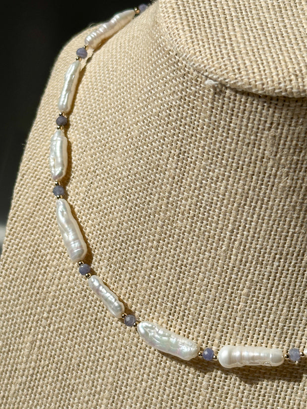 Baroque Pearl and Tanzanite Necklace