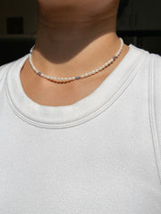 Mini Pearl and Tanzanite Necklace