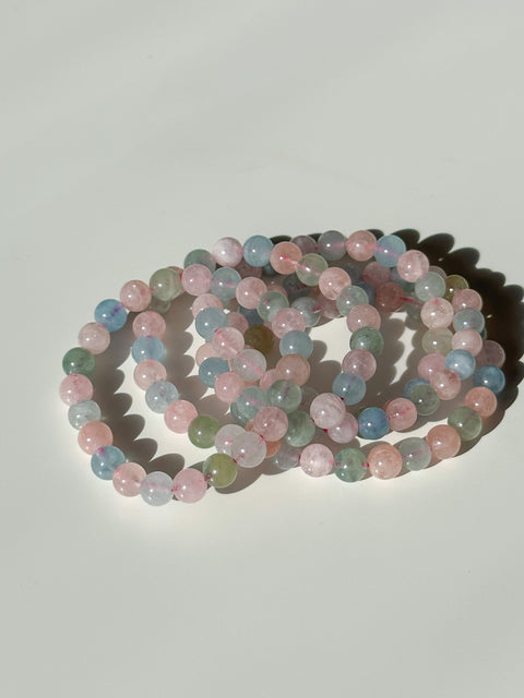 Morganite/Mixed Beryl Crystal Bracelet (LOVE)