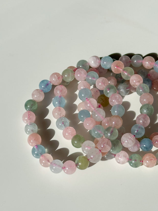 Morganite/Mixed Beryl Crystal Bracelet (LOVE)
