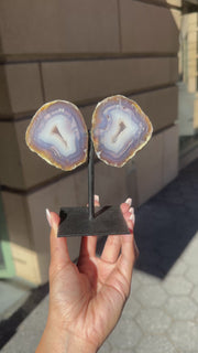 Jelly Purple/Blue Agate Geode on Stand - 59