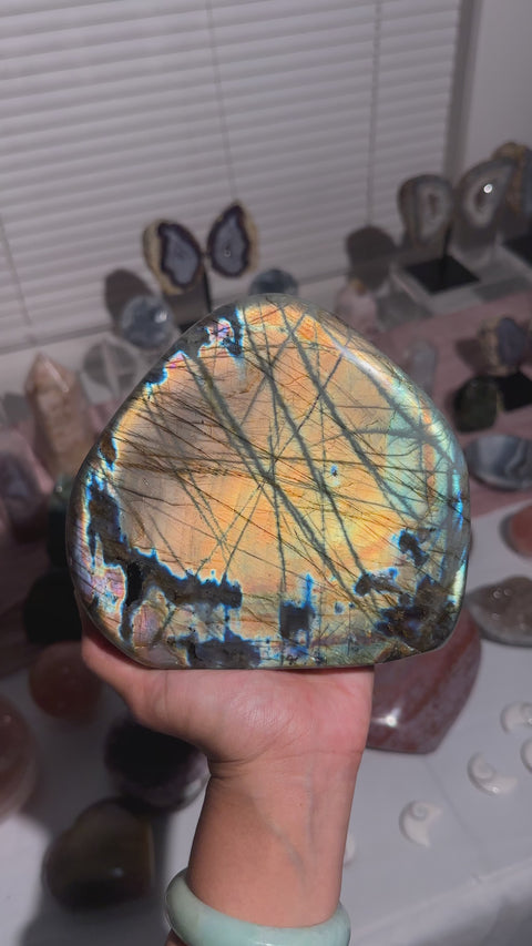3.8 lbs Rose Gold and Yellow Labradorite Freeform - 188