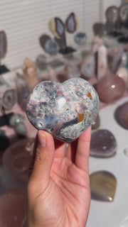 Blue Speckled Sea Jasper Heart - 26