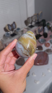 Olive Green Baby Blue Sea Jasper Egg - 25b