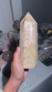 Quartzy Baby Pink Flower Agate Tower - 111