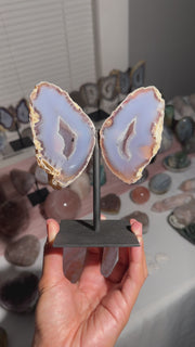 Jelly Blue Agate Fairy Wings on Stand - 57