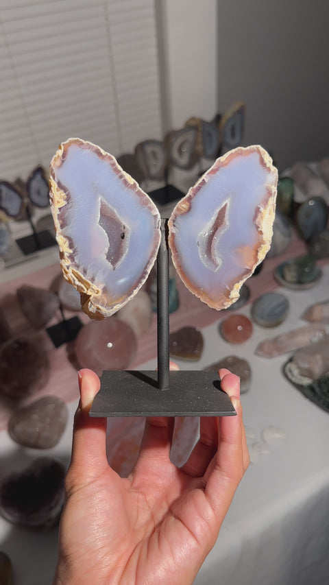 Jelly Blue Agate Fairy Wings on Stand - 57